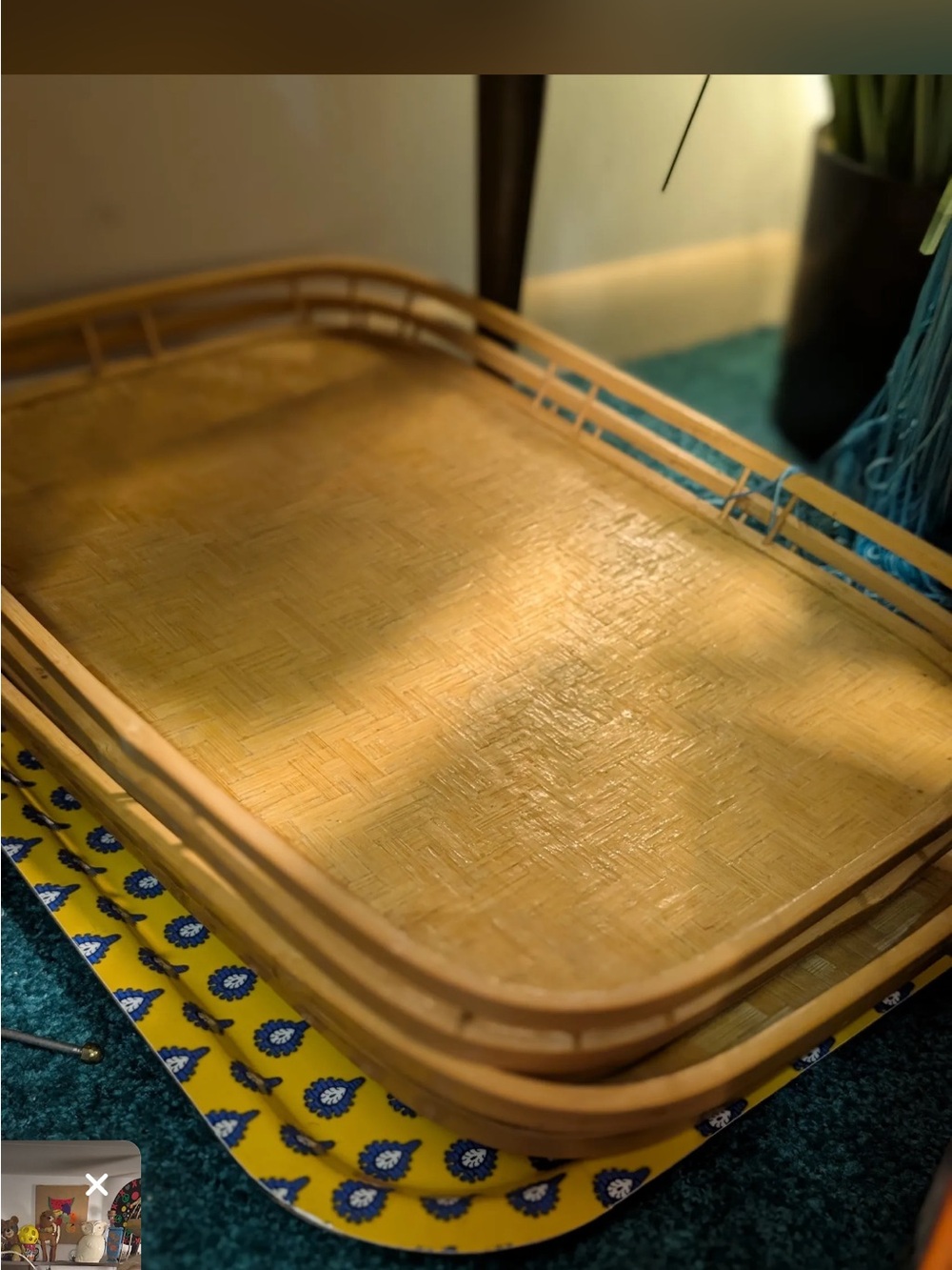Natural Bamboo Woven Serving Tray - Tan